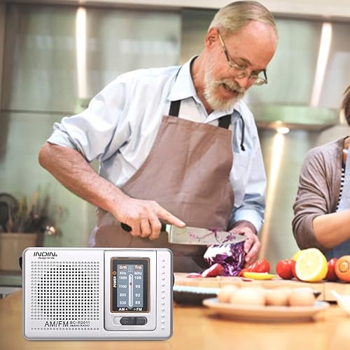 Miniatura 6 de Radio Set,mewmewcat BC-R2011 Mini AM FM Radio 2 Band Radio Receiver Portable Pocket Radio Built-in Speaker wHeadphone Jack Telescopic Antenna