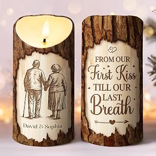 Custom LED Candle, Personalized Anniversary Wedding Gifts for Husband and Wife, Him and Her, Our Love Lights On, Meaningful Gifts for Boyfriend, Couple Gift, Led Candles for Women Men