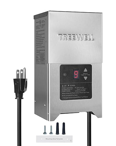 Transformador de paisaje de bajo voltaje de 300 W, transformador de iluminación de paisaje al aire libre con sensor de fotocélula y temporizador,