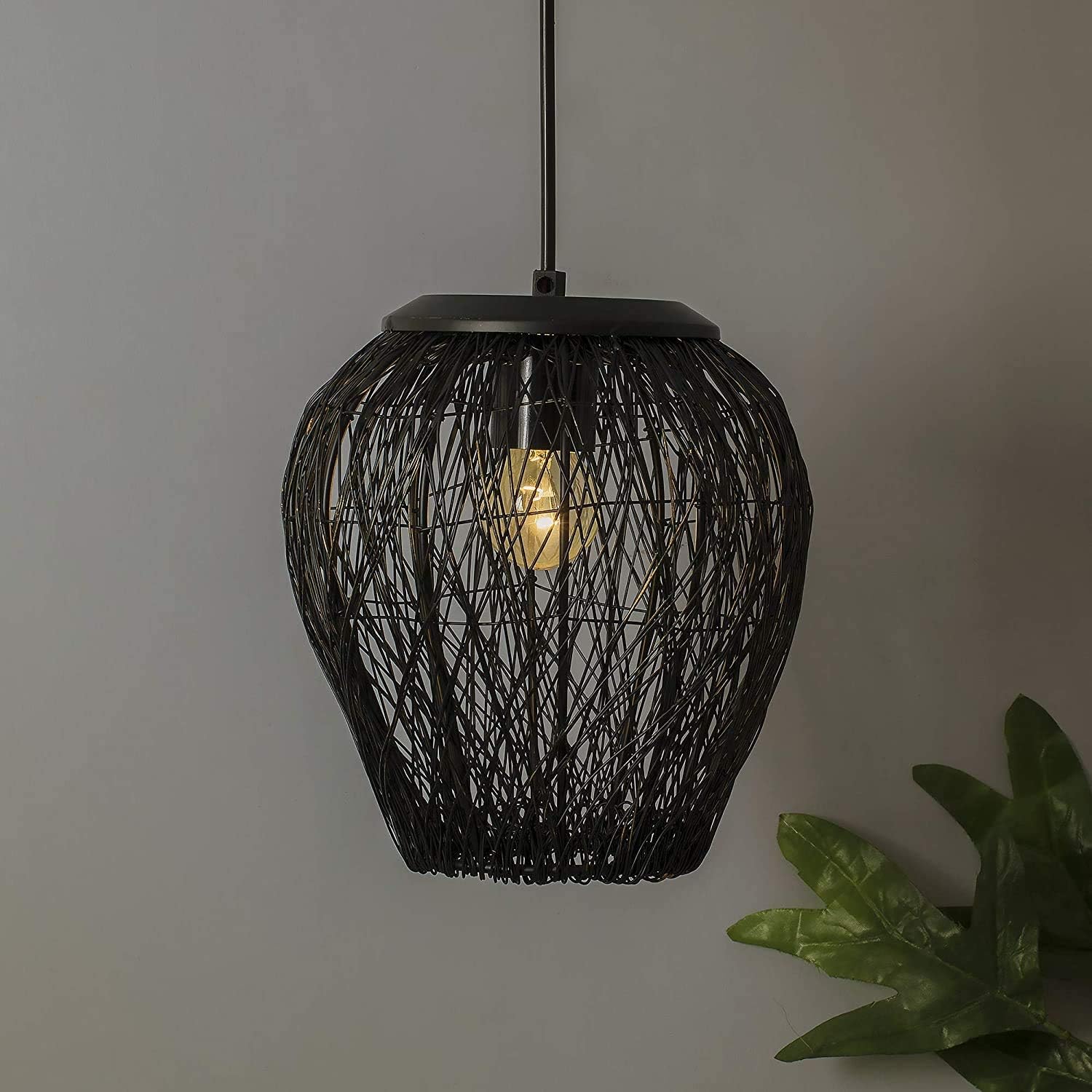 Lexton Wire Mesh Hanging Ceiling Pendant Lamp Light Fixture | Bedroom, Restaurant, Indoor Or Home Decoration (Corded Electric, Black, Pack of 1, Bulb Not Included)-image-5