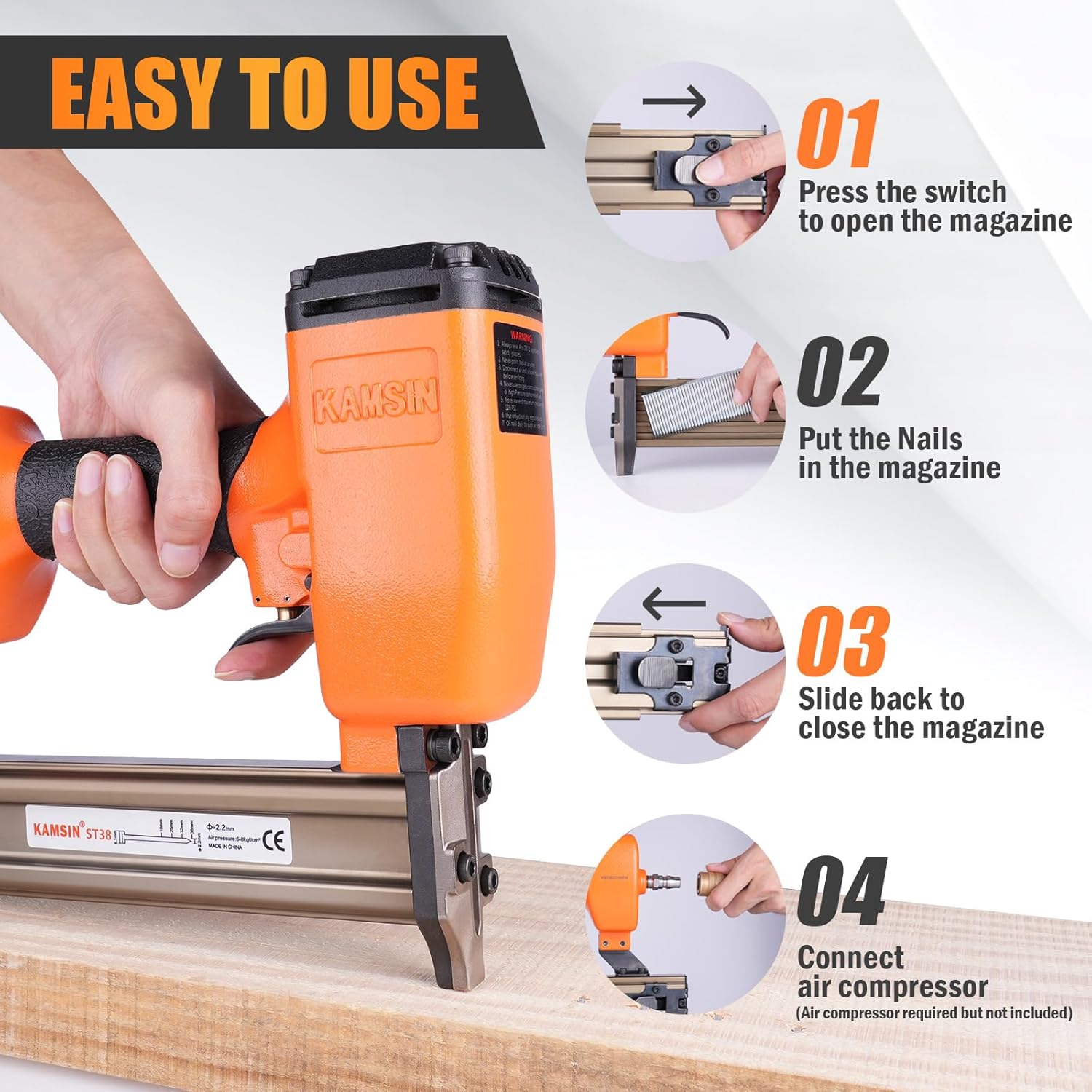 Bundle of ST38 T Nailer and 3/4" (18 mm) T Nails 800 PCS/Box