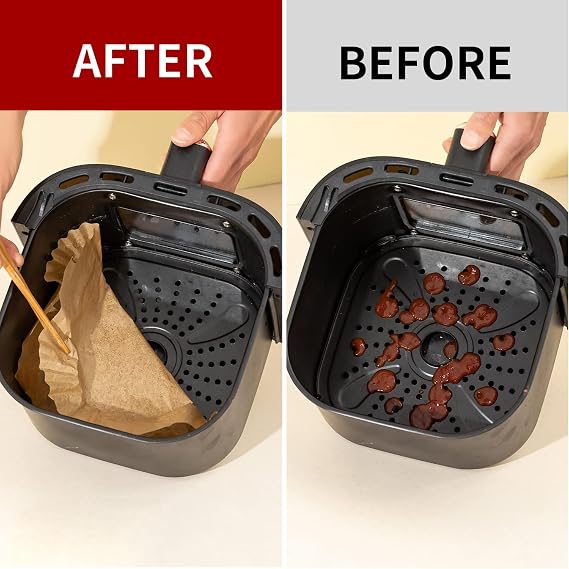 100 PCS Airfryer Liners Disposable Non-Stick, Waterproof, and Food-Grade Parchment Paper Baking Paper – Perfect for Healthy Frying