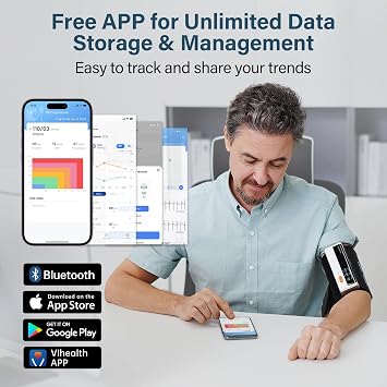 CheckMe Armfit Plus Blood Pressure Monitor Upper Arm Bluetooth with ECG Analysis of ECG Report 30S Measurement of Blood Pressure ECG Heart Rate Multi User Management Blood Pressure Monitor with