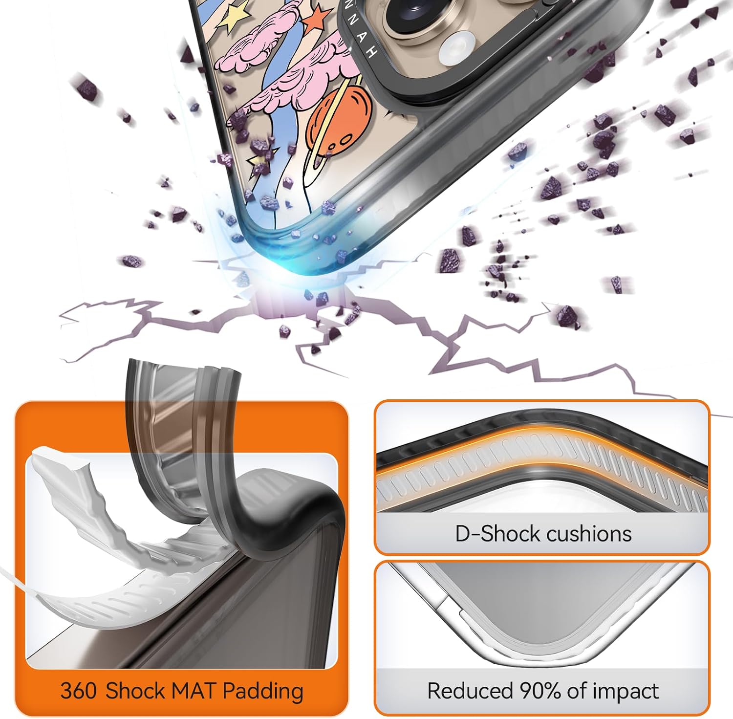 Rosarnnah Compatible for iPhone 16 Pro Max case Cute - Durable Shockproof 6.6 ft Drop Impact Phone Case - Black Funny Cowboy Design for iPhone 16 Pro Max 6.9"