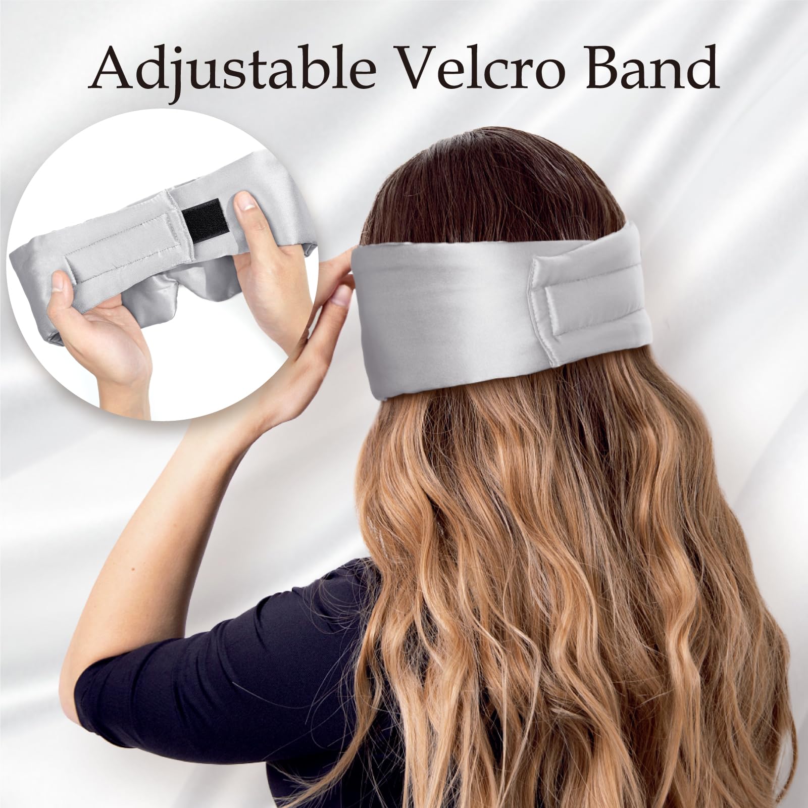 Zenssia Antifaz para dormir 100% seda de morera para hombre y mujer con diadema ajustable, máscara de dormir grande de tamaño completo y venda para los ojos para un oscurecimiento total para dormir