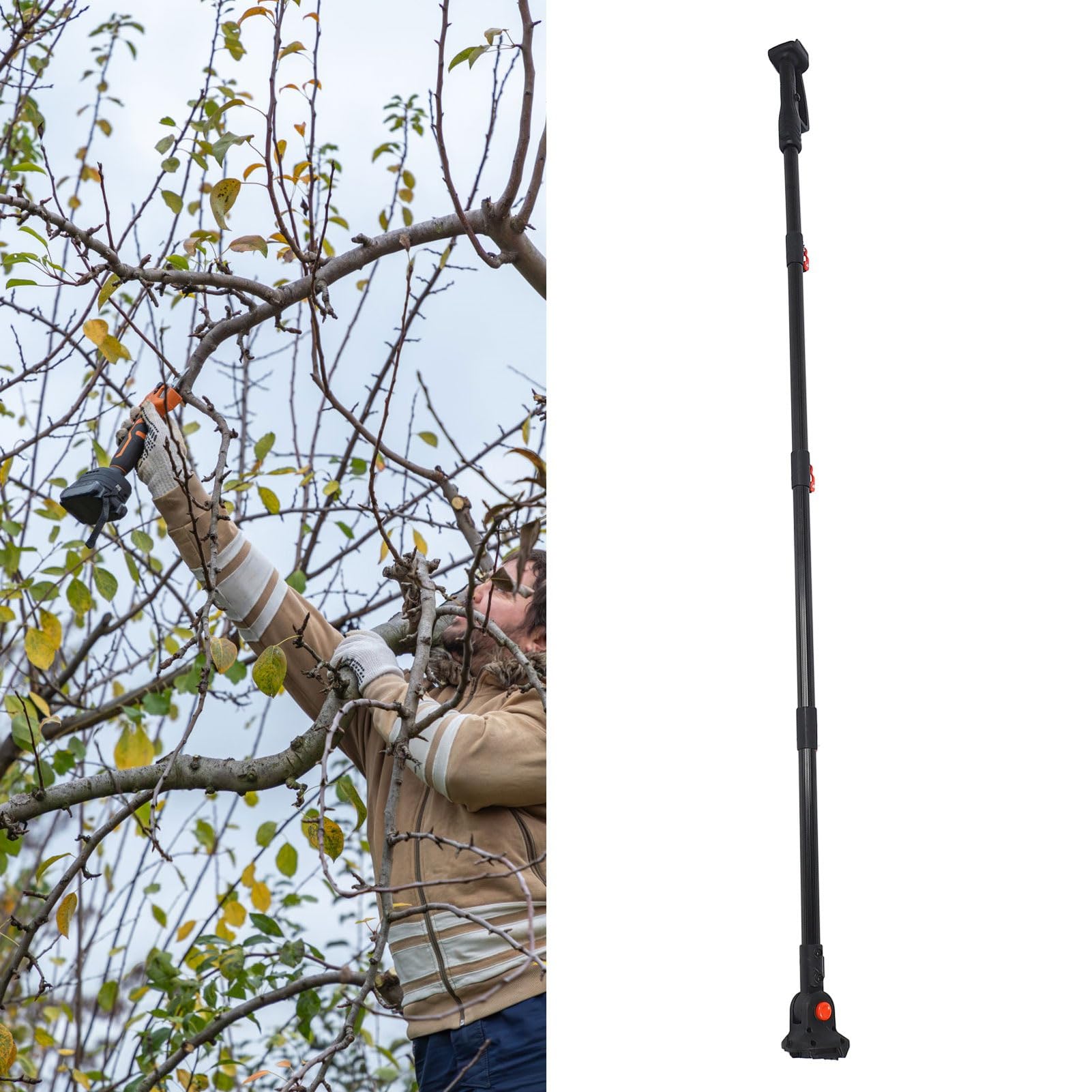 GOWENIC Poste de Podadora de Aluminio Liviano para Tijeras de Podar Inalámbricas |Extensión Ajustable de 2m Compatible con BL1820 BL1830 BL1840 para Motosierra, Fácil de Transportar