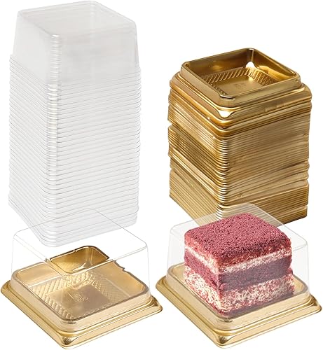 Caja de pastel de luna transparente, paquete de 50 cajas individuales para cupcakes, contenedor de plástico transparente para pastel de luna, caja