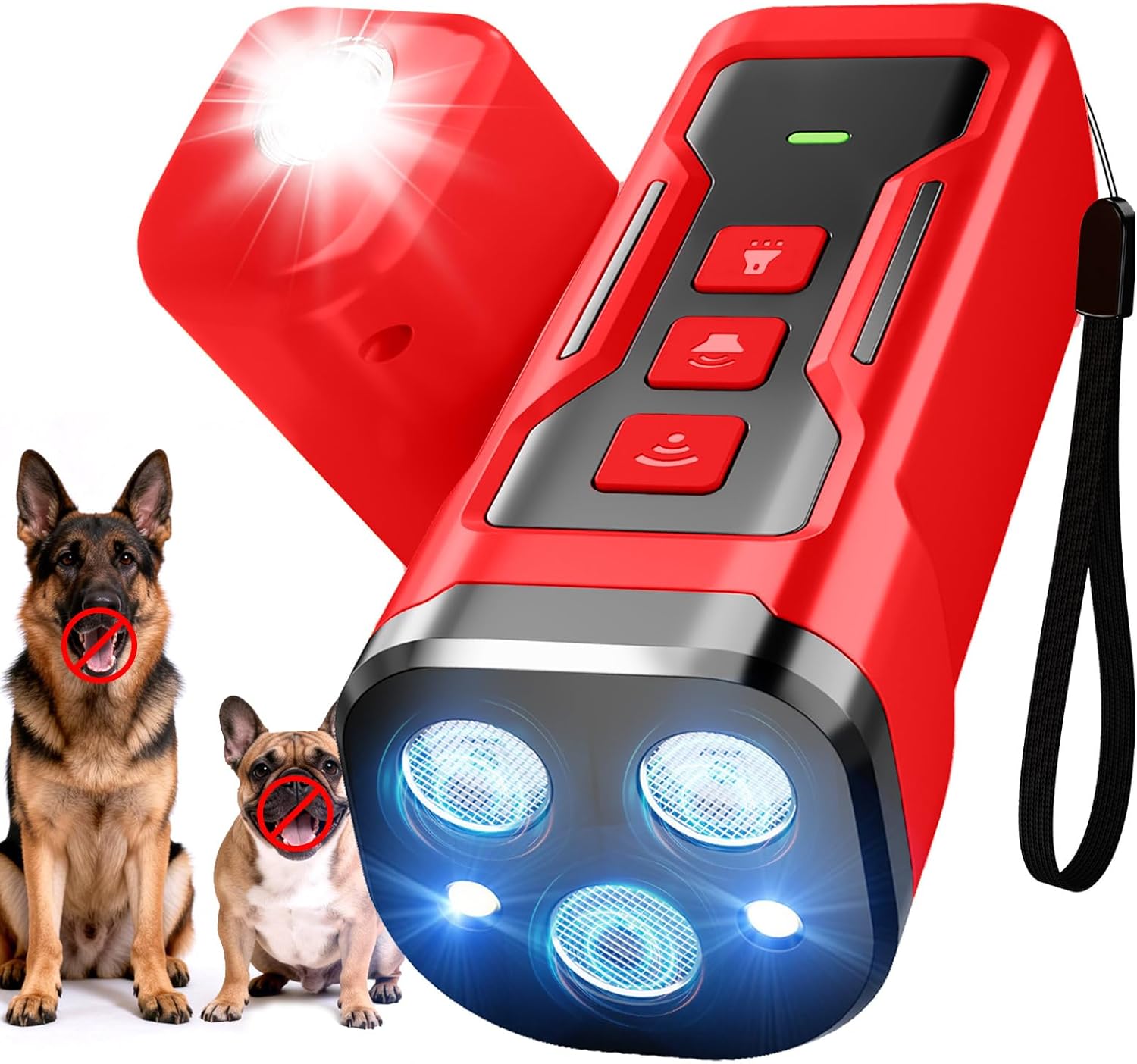 Dog Bark Deterrent Devices Anti Barking Device for Dogs Ultrasonic Bark Stopper Portable Dog Training Tool Indoor Outdoor Red