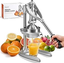 Manual Juicer, Sopito Heavy-Duty Effortless Orange Juicer Squeezer Safety Countertop Stainless Steel Hand Press Juicer for Citrus Lemon Lime Grapefruit, Easy to Clean