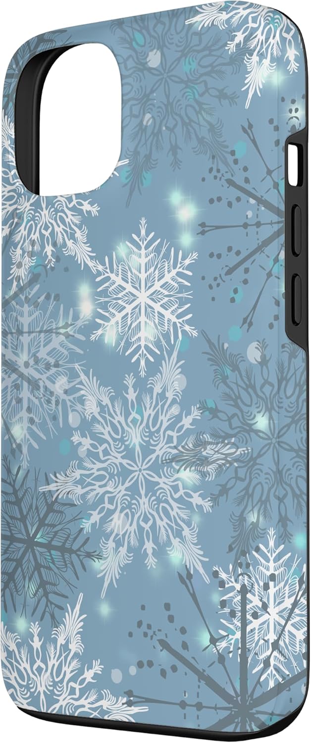 Snowflake Gray Blue Snow Frostwork Winter Christmas Lights Case for iPhone 13