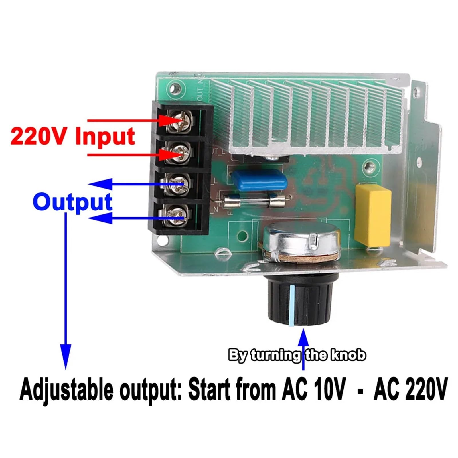 Régulateur de Tension SCR 4000W 220VAC, 1 pièce, variateur de Vitesse de Moteur électrique, régulateur de Tension électronique, variateur de Thermostat