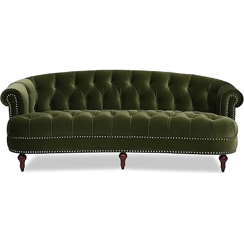 Jennifer Taylor Home La Rosa Victorian Chesterfield Tufted Sofa, Olive Green Performance Velvet