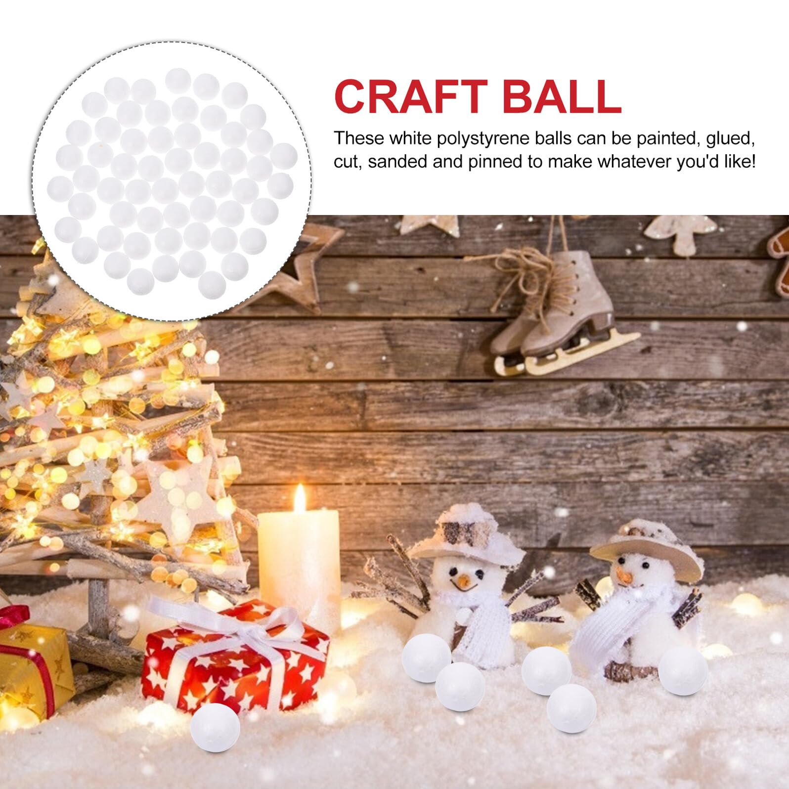 250 Pezzi Palline di Gommapiuma Bianche da 2,5 Cm per Lavoretti la Palla, Ornamenti Natalizi Fai da Te per Progetti Creativi in Casa, Scuola e Feste di Natale