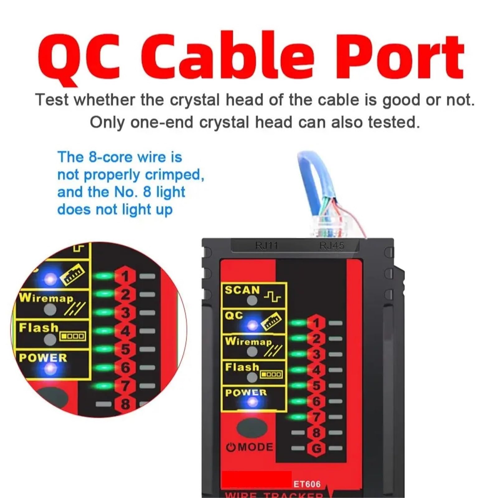Netzwerkkabeltester, Netzwerkkabeltester, POE RJ45/RJ11 3 Km, Digitale Verfolgung Von Querkurzschlüssen, Kristall-Port-Inspektion,für Netzwerkkabel