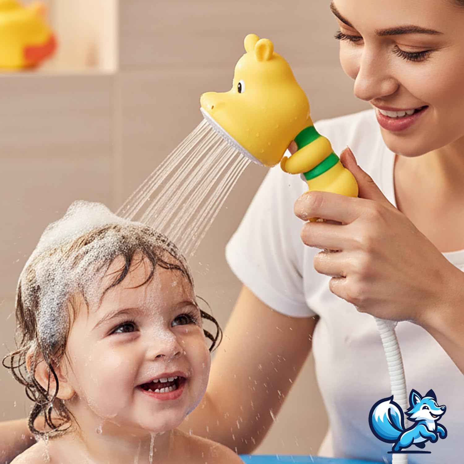Bluefox Sevimli Hayvan Figürlü Bebek Duş Başlığı – Annelerin Yardımcısı Eğitici Banyo Oyuncağı, Kolay Kurulum, El-Göz Koordinasyonu Geliştirici, Çocuklar İçin Renkli ve Eğlenceli
