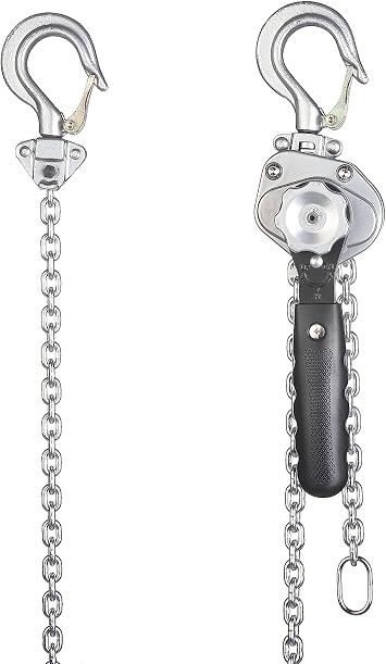 1/4 Ton Mini Chain Hoist, 550 lbs, 10 ft Lift, 6.1 in Short Handle