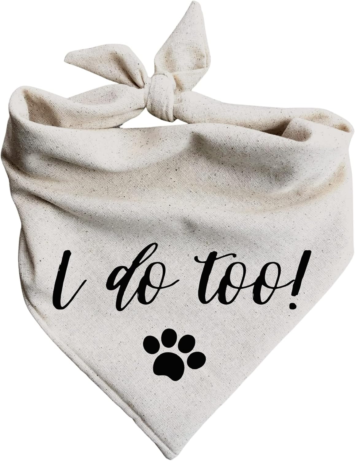 I do Too! Dog Bandana Wedding Engagement Announcement (Medium) Beige, Black