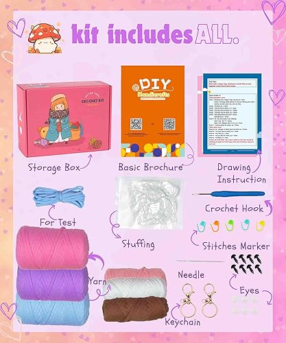 Miniatura 7 de yhwsymgmho Kit de ganchillo para principiantes 2 kits de inicio de ganchillo amigurumi de animales con tutoriales en video paso a paso, juego de