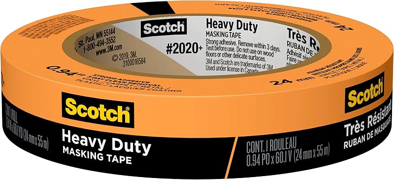 Heavy Duty Painter's Tape, 0.94 in x 60.1 yd, for Use On Vinyl, Carpet, Metal, & Plastic, Indoor & Outdoor Masking Tape, Bonds Aggressively, 3-Day Clean Removal, 1 Roll (2020+-24AP)