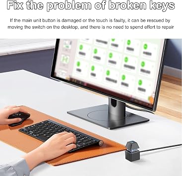 Desktop Computer Power Switch, PC Power Button, External PC Switch Black with LED Light, 1.8 M Extension Cable, Replacement of Computer