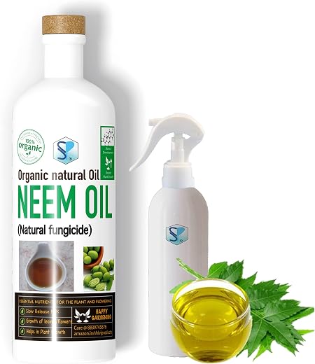 Shiviproducts Natural and Organic Neem Oil (Keetnashak) – Organic Pesticide for Flowers and Plants for Pest Control | Free Spray Bottle | Source of…