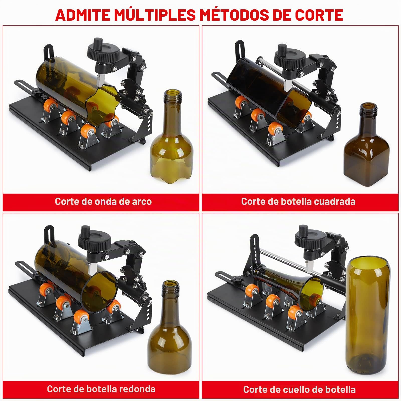 Kit de cortador de botellas de vidrio, FIXM DIY cortador de vidrio para botellas con ancho ajustable, DIY cualquier obra de arte con un juego completo de accesorio