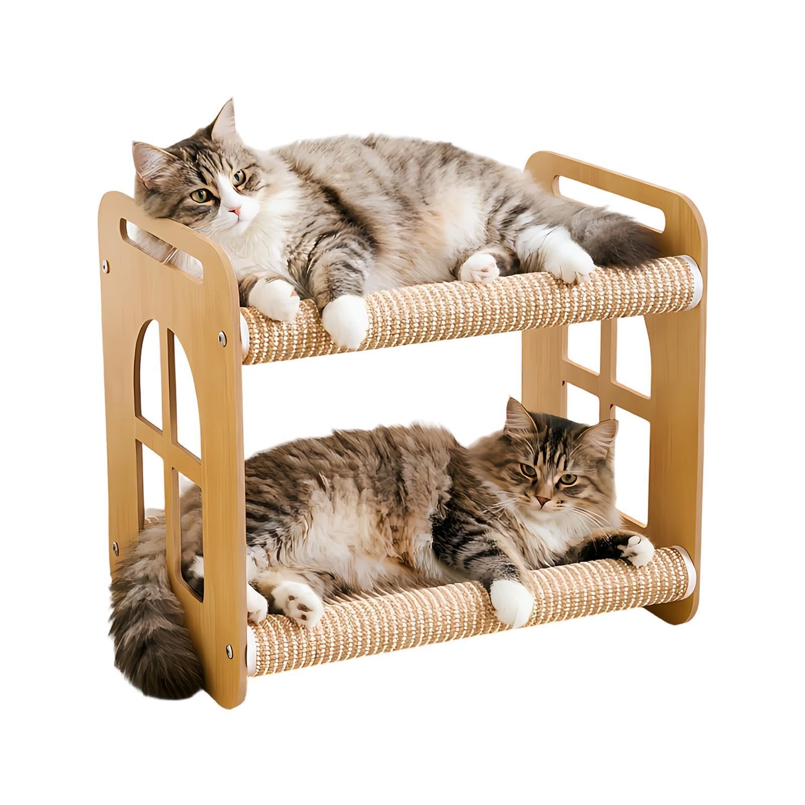 Generisch Katzen-Hängematte Bett Mit Sisal-Kratzpad, Hohe Tragfähigkeit | 2-Lagen Katzenbett-Kratzbrett Für Tierhandlung, den Balkon und das Wohnzimmer, zum Ausruhen, Kratzen und tägliches