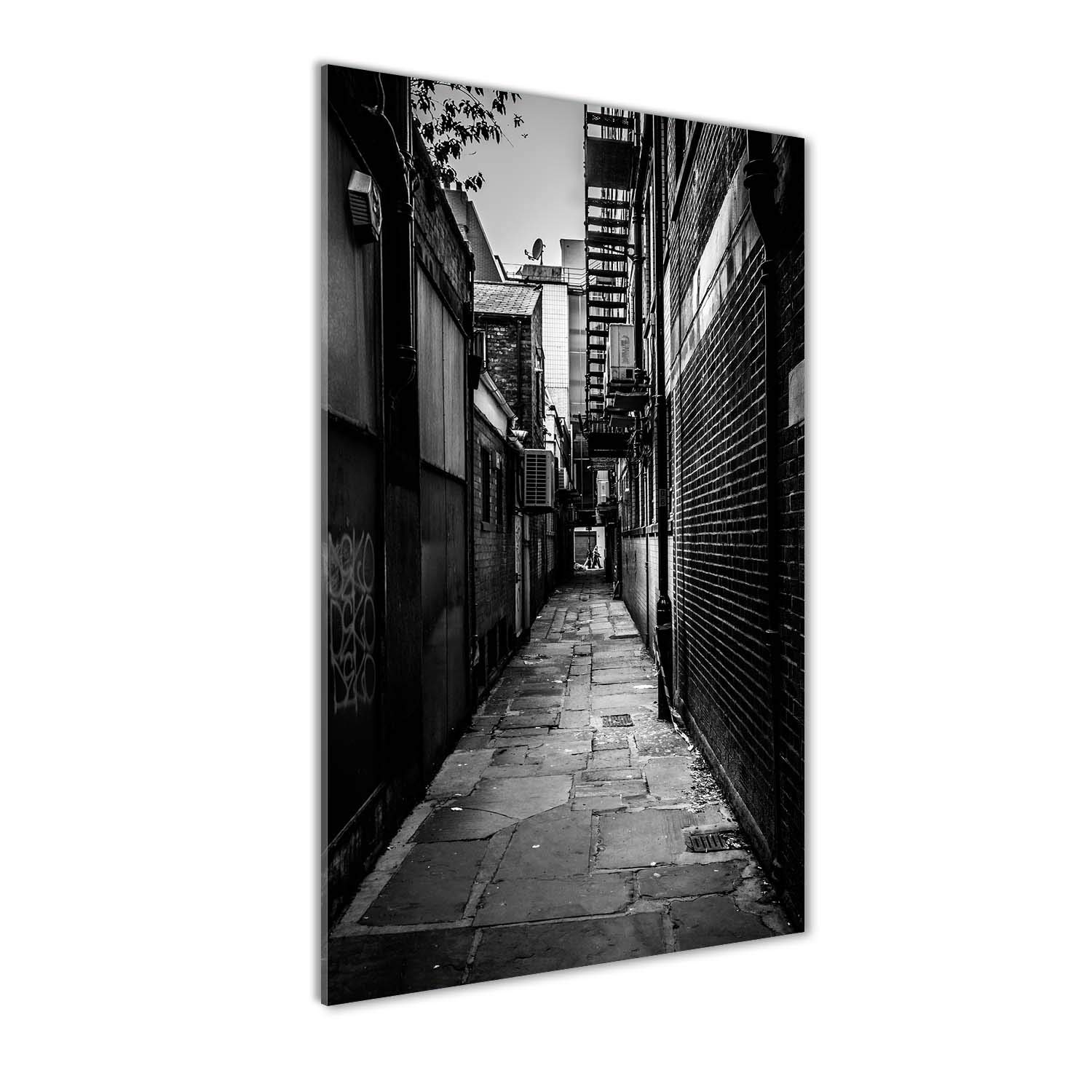 Impression sur verre 50x100 cm de rues urbaines en noir et blanc tableau pour salon