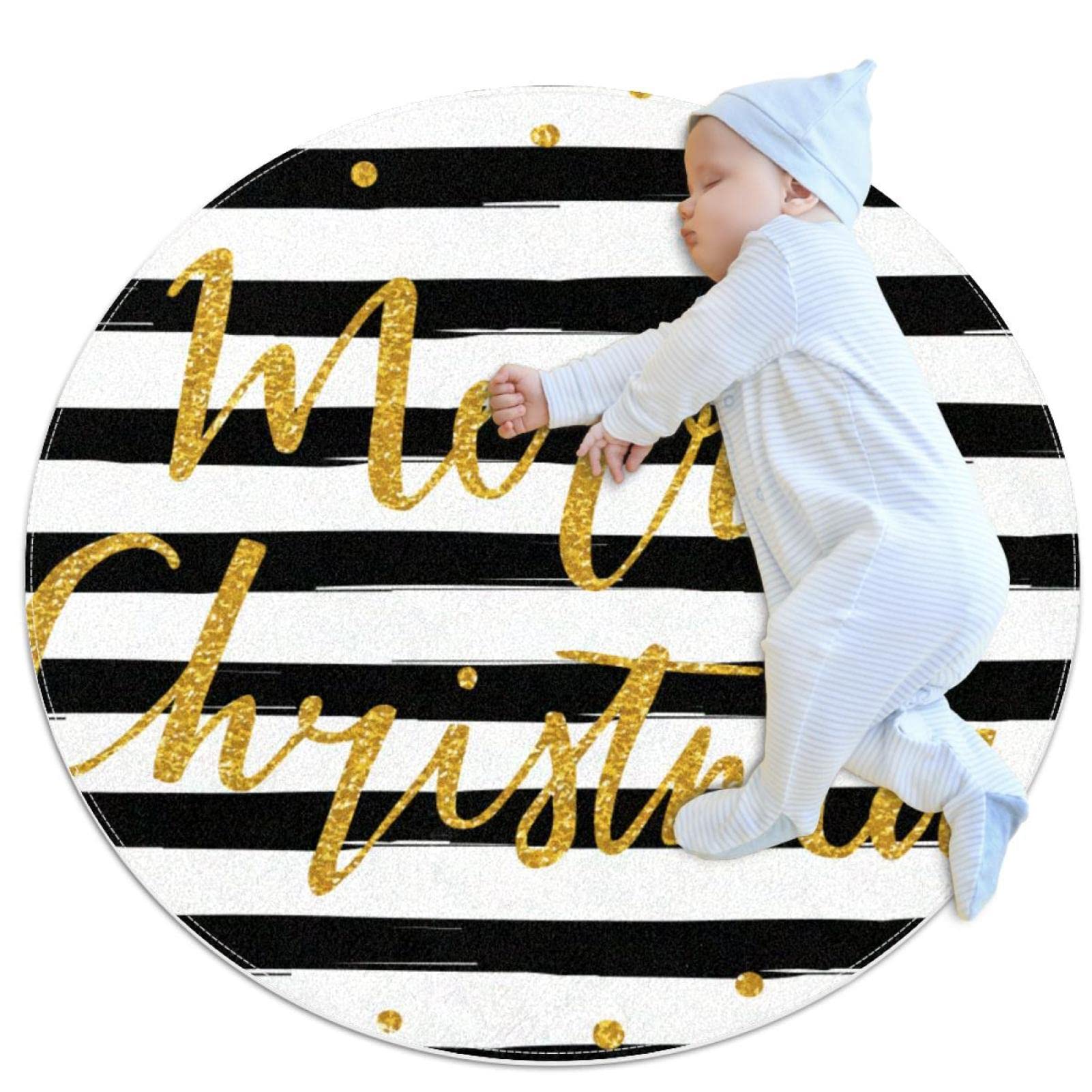 Tapis rond de Noël doux 100cm pour éviter les glissades sur le carrelage