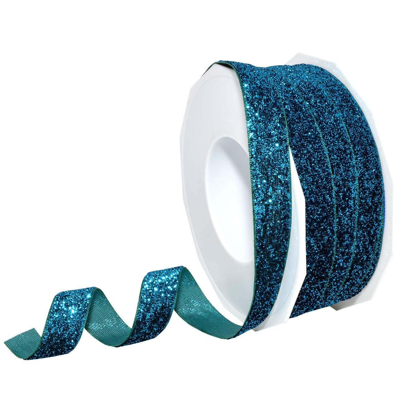 Ruban en velours à paillettes turquoise anti effilochage pour loisirs créatifs