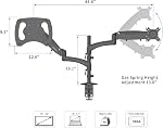 SHOPPINGALL Dual Gas Spring 2 in1 Monitor & Laptop OR Double Monitors Mount Stand with 2 Swing Arms for 15"-32" Monitors, Both Desk Clamp and Grommet Mounting Options in The Box - SA-LH08-Black