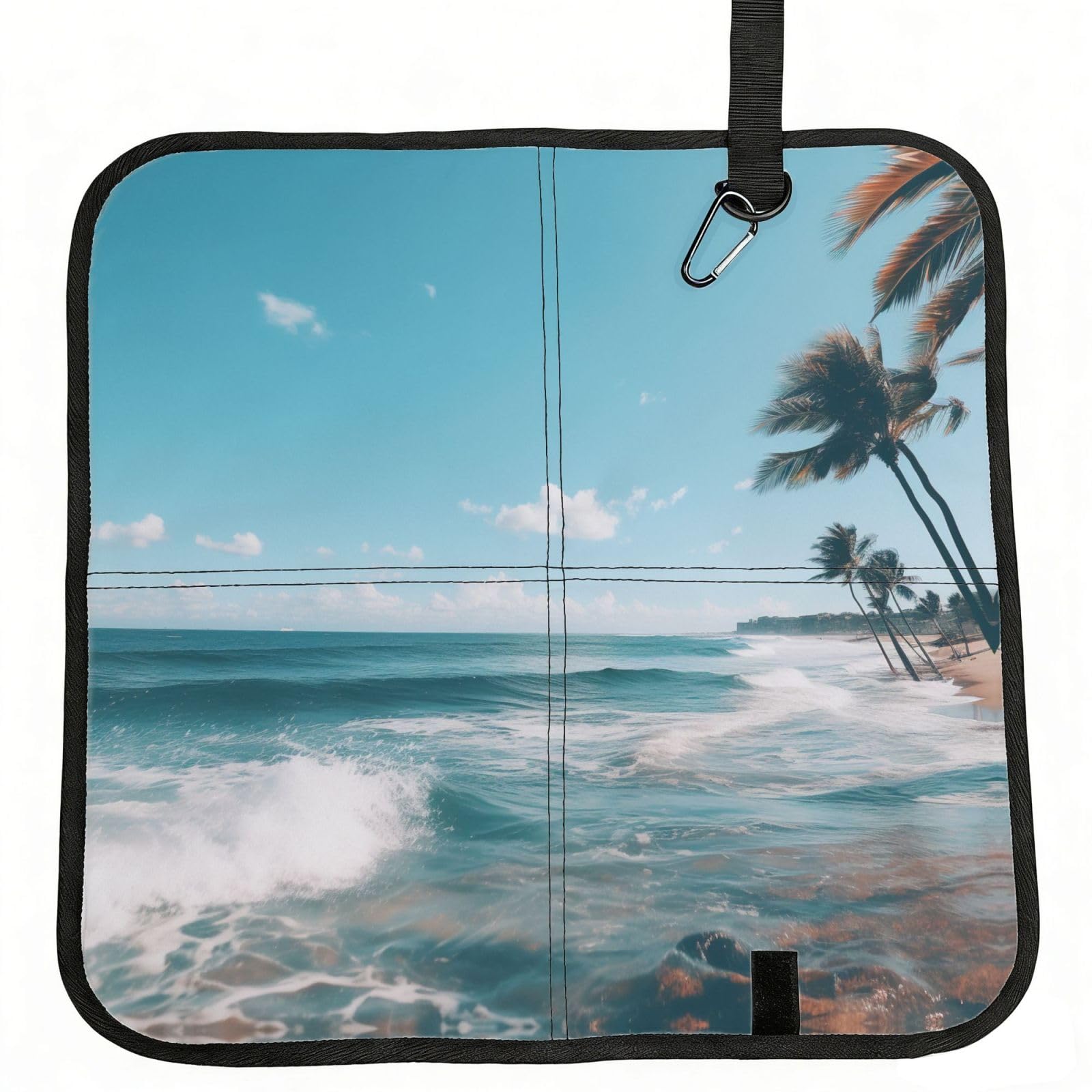 YGLHBDPBF Ocean Tropical Palm Trees Print Camping seat cushion,Foldable Sitting Pads,Save Backpack Space for Hiking