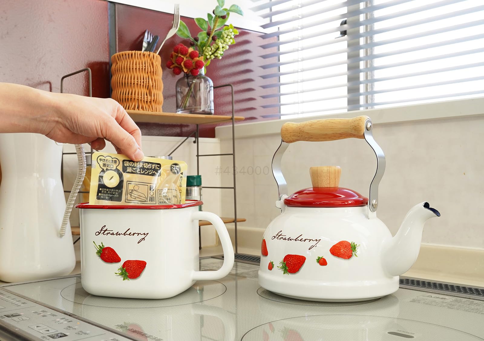 Amazon.co.jp: 富士ホーロー ストロベリー 1.6L ケトル IH 直火 いちご