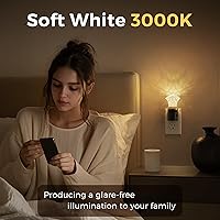 Vista 78 de L LOHAS LED Luz nocturna, paquete de 2 luces nocturnas regulables enchufables a la pared, luz nocturna RGB que cambia de color con sensor de luz