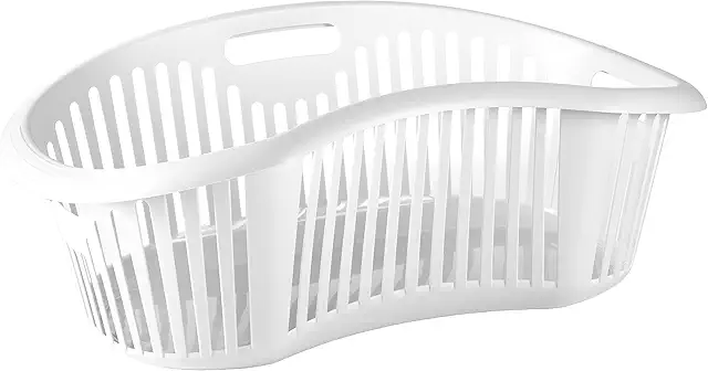 Cesto de Ropa TATAY Ergonómico, 30L Capacidad, Blanco, Apilable