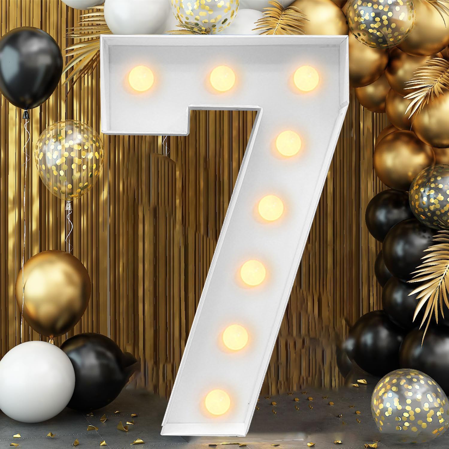 Syibelters Number 7 Light Up Number, Giant Led 0-9 Numbers Lights Marquee Light Up For Party Wedding Birthday New Year Anniversary, 120Cm-4Ft