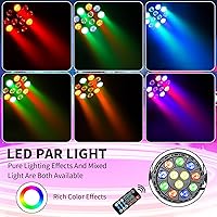 Vista 7 de Luces de DJ con soporte RGB luces de fiesta DJ discoteca luces para fiestas, luz LED par con paquete, luz estroboscópica para fiestas