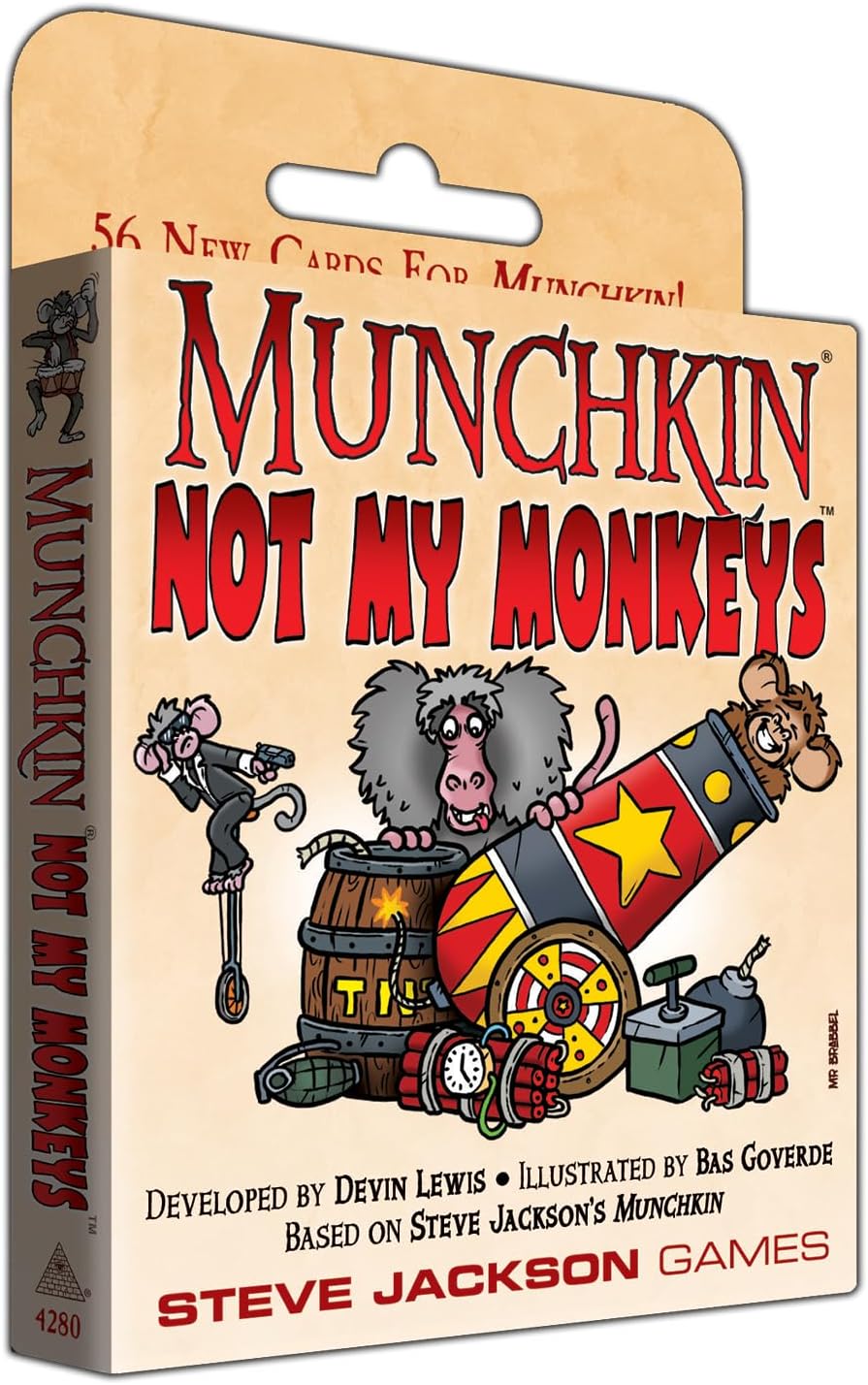 Munchkin: Not My Monkeys | Expansion Card Pack | 3–6 Players, Ages 14+, 1–2 Hours | 56 Mischievous Cards | Steve Jackson Games