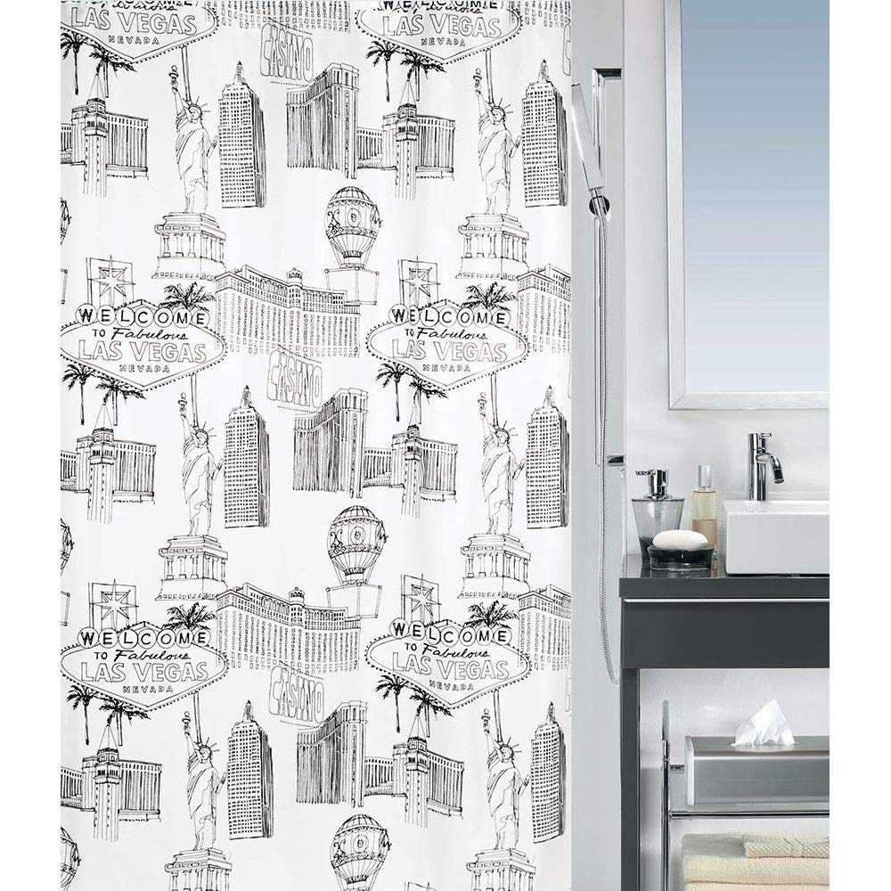 Spirella Anti-Schimmel Duschvorhang – Bambus Design, 180x180cm, Wasserdicht & Antibakteriell
