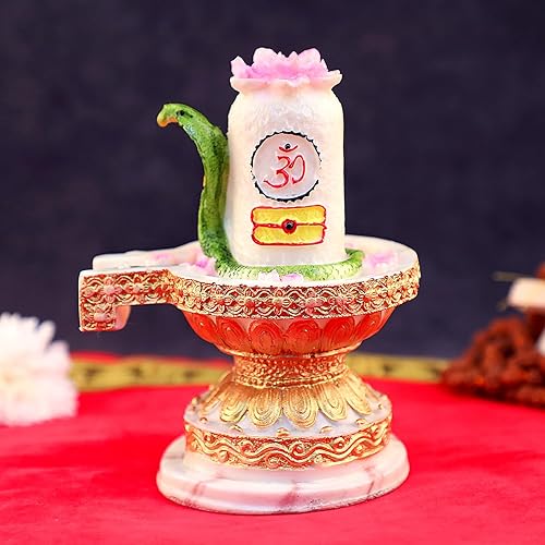 Miniatura 3 de SATVIK Resina Señor Shiva Shivling Estatua hecha a mano Linga Lingam Mahadev Shivling con Shesnag, Abhishek Patra Shivling Idol Showpiece Hindú
