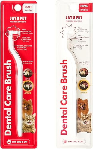JAYU PET Cepillo de cuidado dental [cerdas suaves y firmes] - Cepillo de dientes para gatos y perros pequeños, eliminación de placa vieja y sarro,