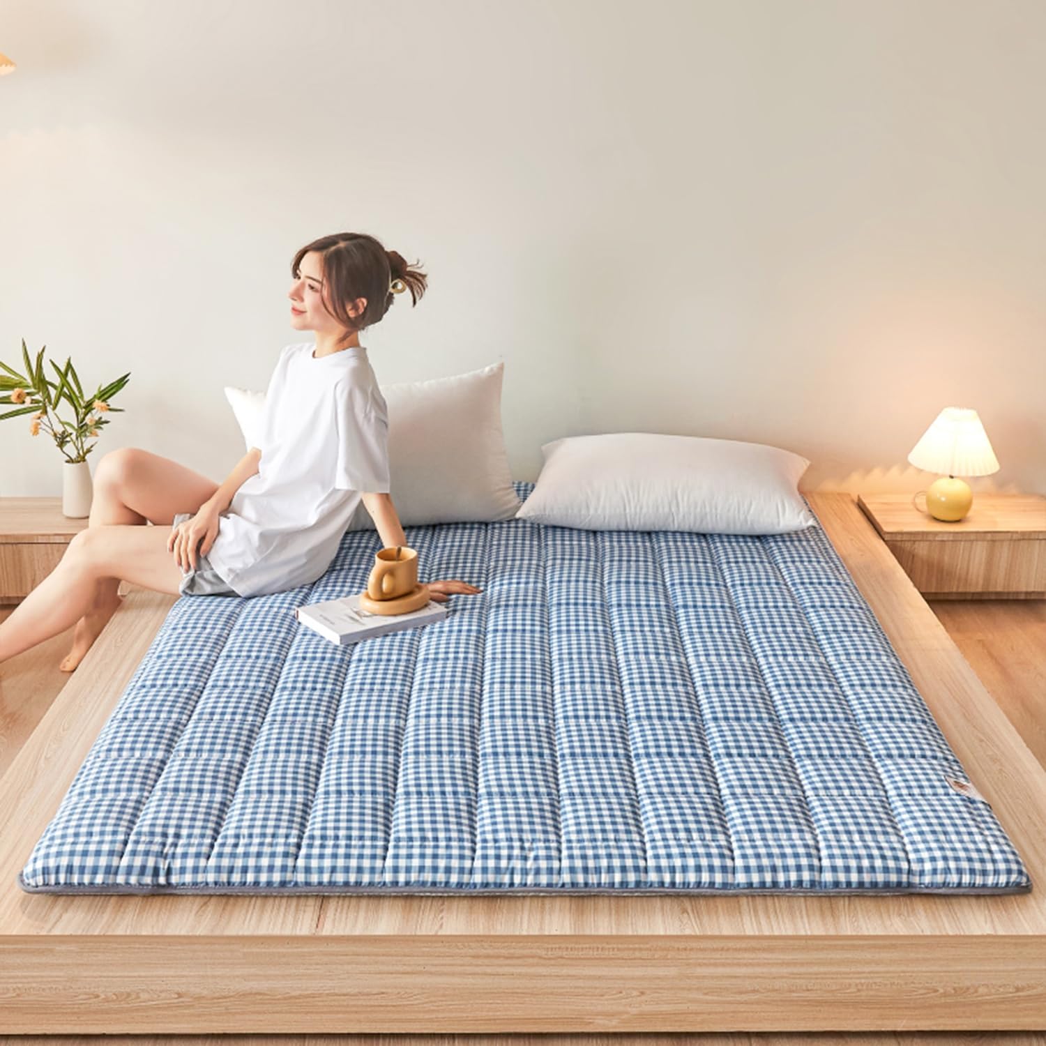 Futon Japonais De Sol, Matelas De Couchage pour Plancher, Tapis De Lit Enroulable, Pliable, Minimaliste, Camping Shiki, Style3, Full/120x200cm