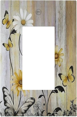 Nadoabtm Decorative Outlet Covers Rustic Yellow White Daisy Flower Black Leaf Bu