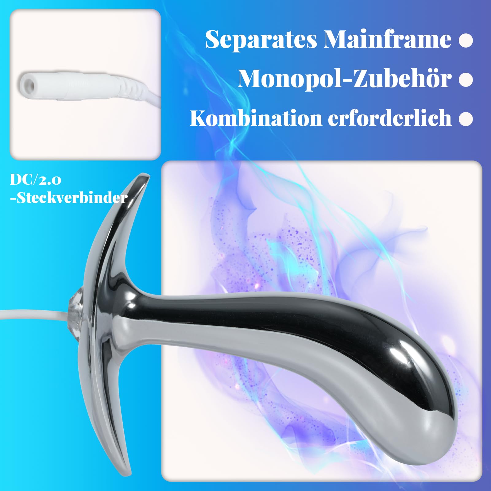 AMAZBEE Electroshock Sex Toys for Prostate Massage Analplug Sex Products Connected to a Power Source Stainless Steel Butt Plugs for Couples for Women (L)