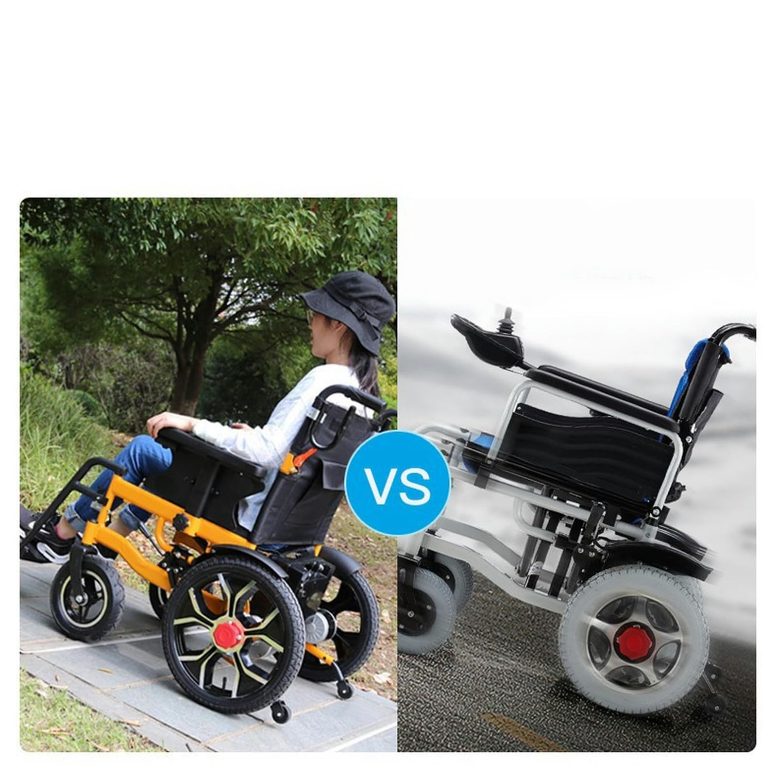 Silla de ruedas eléctrica, Plegable y reclinable, Scooter totalmente automático, Vehículo portátil para discapacitados, Silla de ruedas eléctrica, Vehículo de ancianos-Dorado
