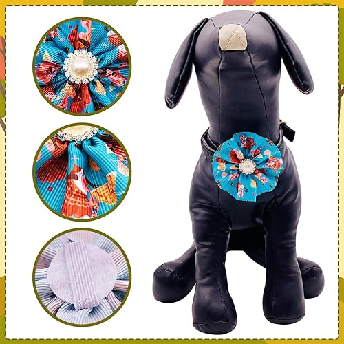 Miniatura 10 de 12 piezas de collar de perro, flores, lazos, accesorio deslizante, estampado de pata para niña pequeña, mediana y niña, gato, cachorro, alpaca,