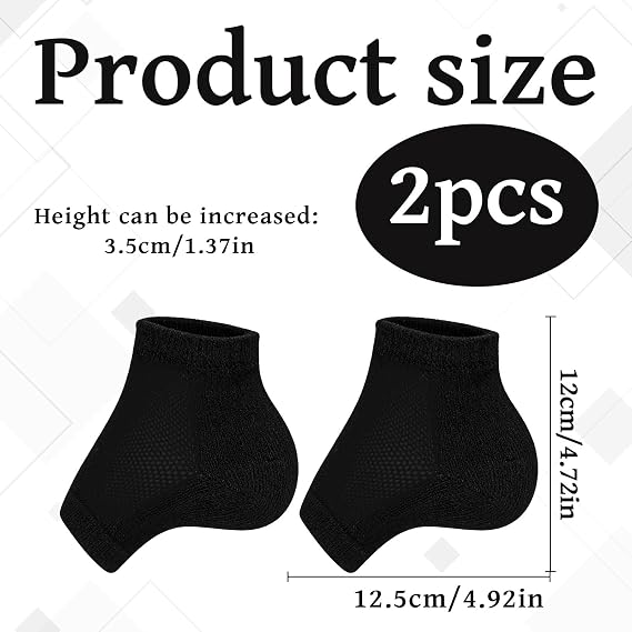 Height Increasing Socks, 1 Pairs Black Height Increasing Insoles, 3.5cm Invisible Heights Boosters, Making You Taller, Heights-Enhancing Insoles, Suitable for Interviews, Dates, and Parties (Black)