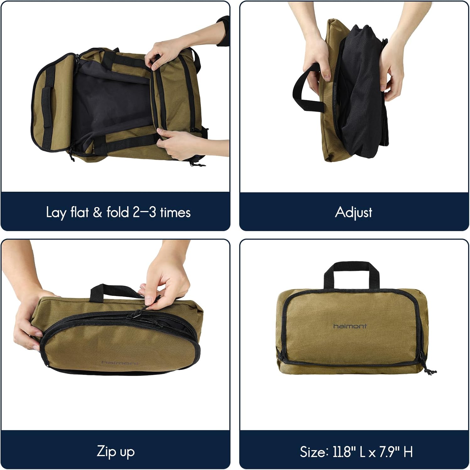 Haimont Large Collapsible Duffle Bag Backpack for Travel, Water-Resistant 55L Weekender Bag with Shoe Pocket, Men & Women, Sports, Traveling, Camping, Outdoor, Brown - Image 3