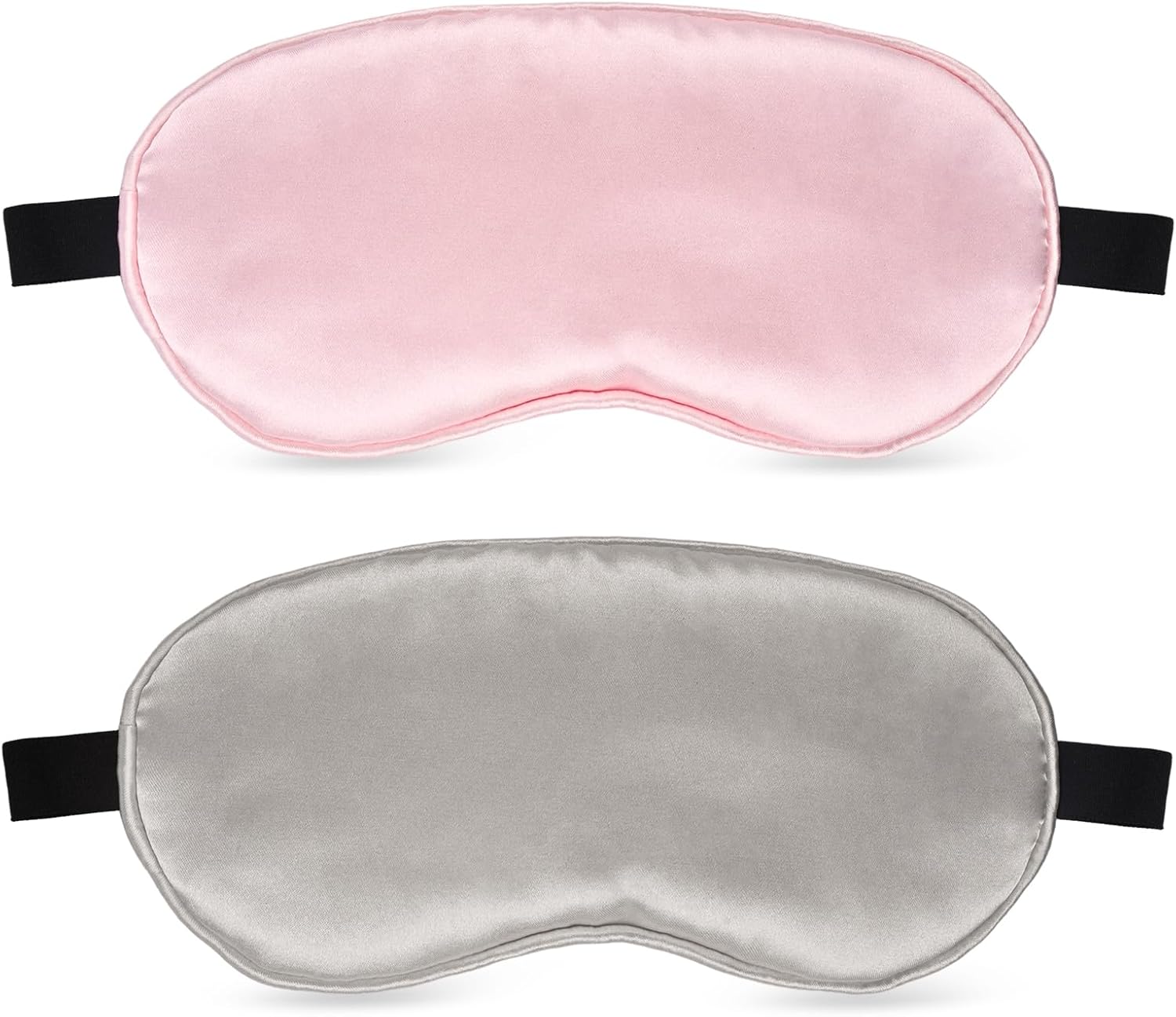 Sleep Mask 2 Pack Eye Masks for Sleep, Soft Sleeping Mask for Women Men with Adjustable Strap, Eye Cover for Sleeping, Travel (Silver Gray, Pink)