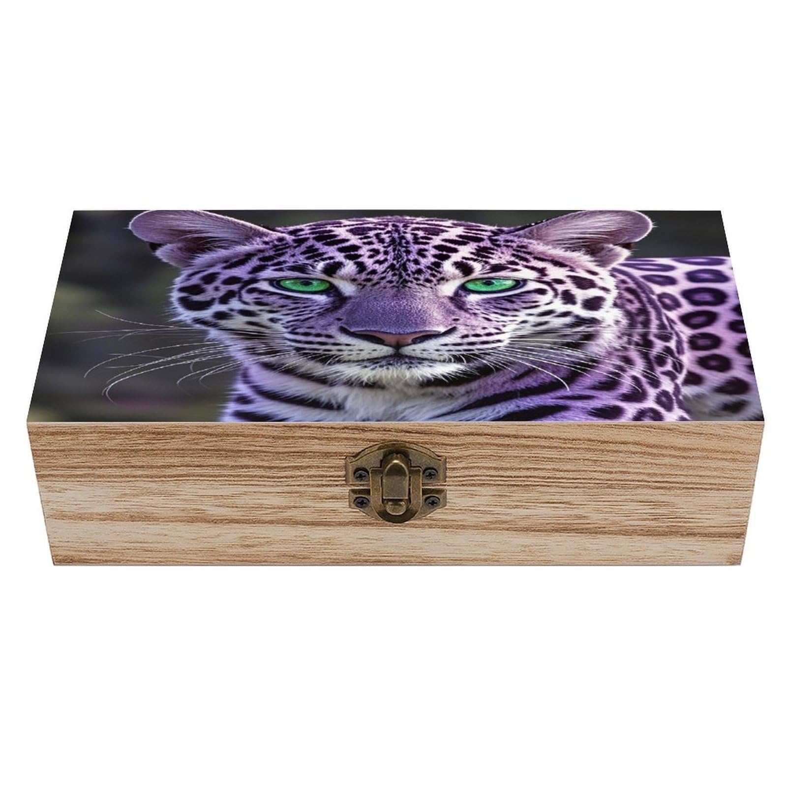 LZQPOEAS Purple Leopard Wooden Box Storage Space to Organize Jewelry in A Beautiful Small Storage Box Decorative Card Boxes Memory Treasure Boxes for Crafts And Photo Storage